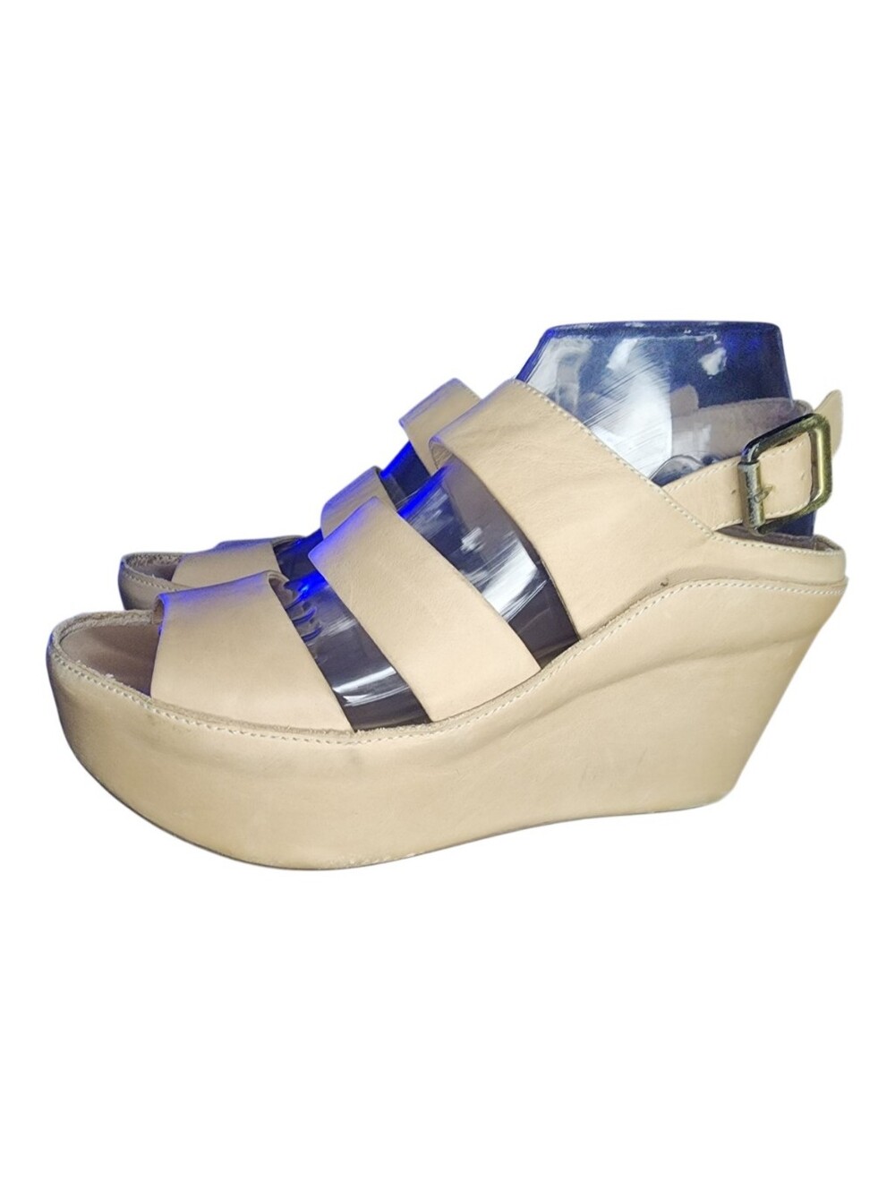 Chocolat Blu Windsor Leather Wedge Sandals, Womens 8 - Picture 2 of 11